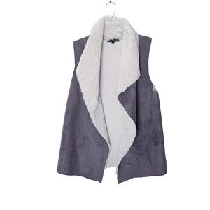 Madison & Lolo Vest Women Size Small Beige Grey Sleeveless Open Front